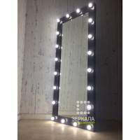 Гримерное ростовое зеркало с подсветкой лампочками в раме венге 180х80 см